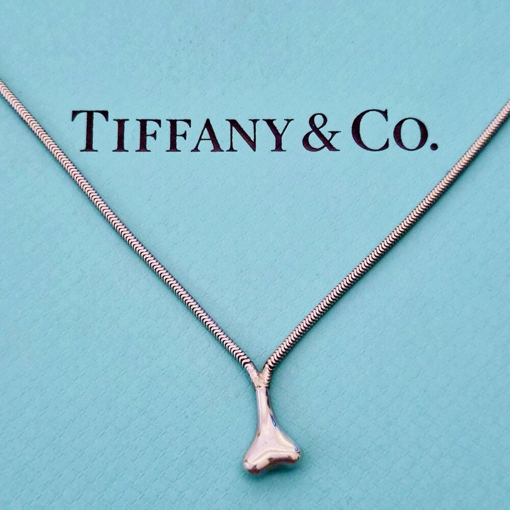 RARE Vintage Tiffany & Co. Snake Chain Bone Sculpture Lariat Silver Necklace